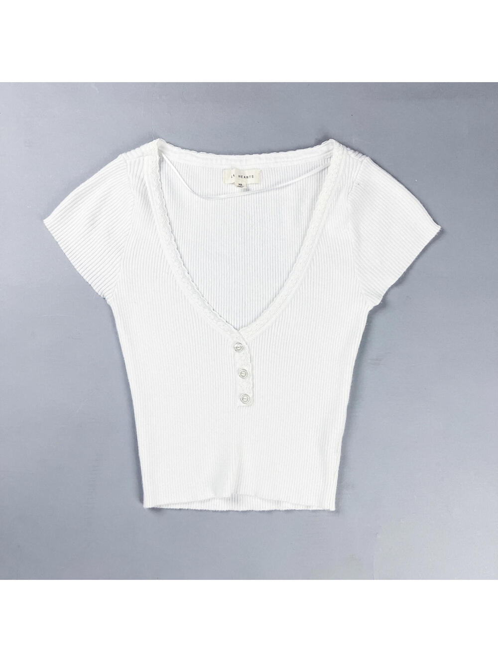 Y2K White Ribbed Short Sleeve Crop Top